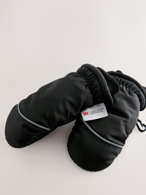 Black Ski Mittens Gloves (3mths-6yrs)