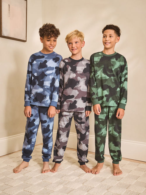 Multi Camo Long Sleeve Pyjamas 3 Pack (3-16yrs)