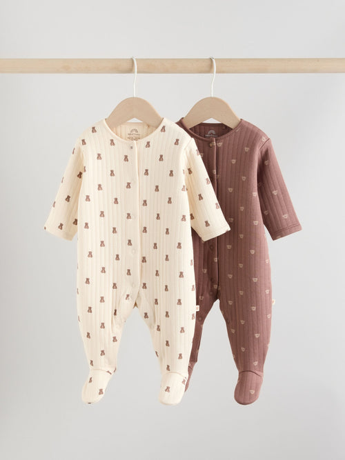 Brown Quilted Sleepsuits 2 Pack