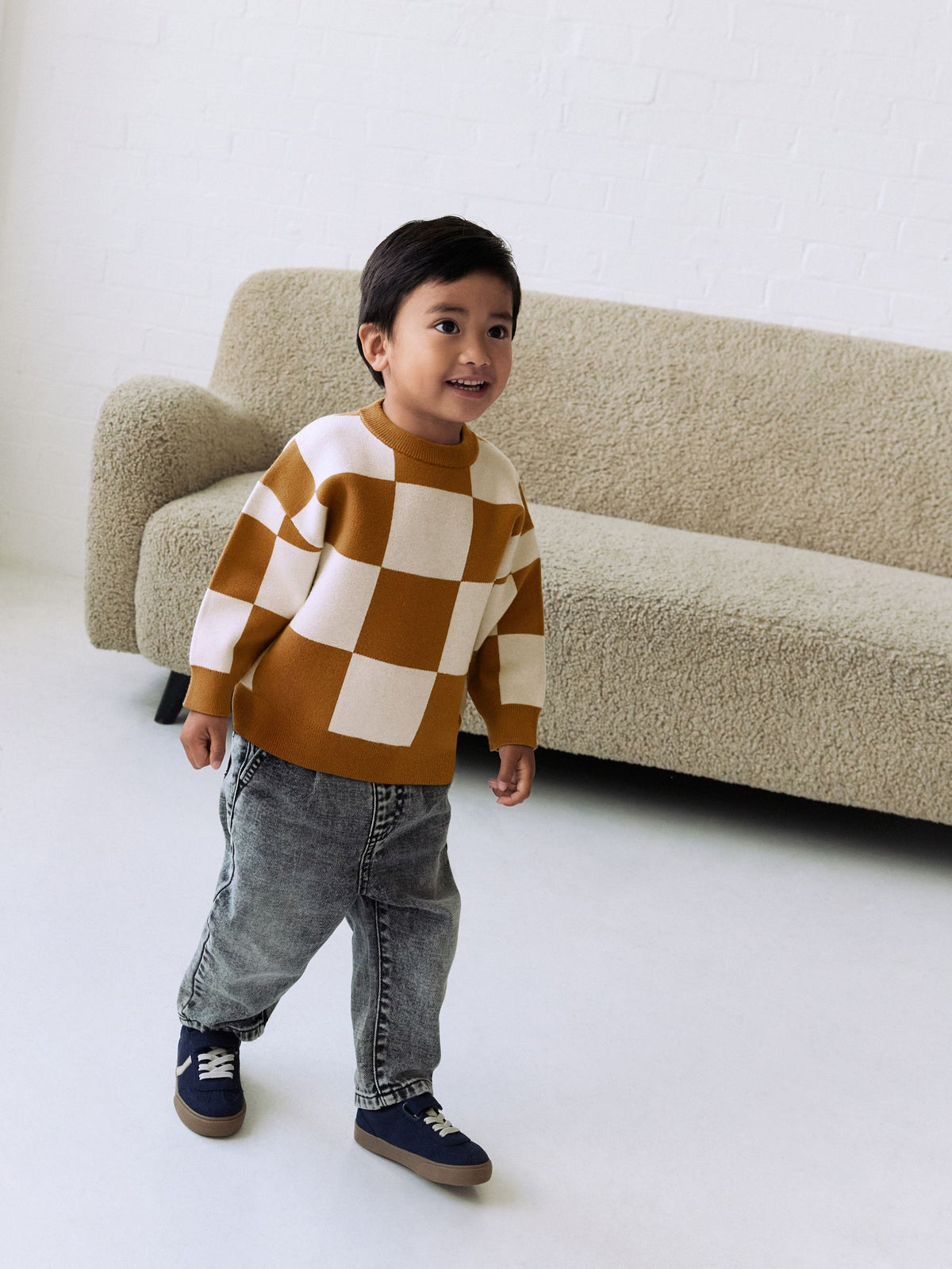 Tan Brown Knitted Crew Neck Jumper (3mths-7yrs)
