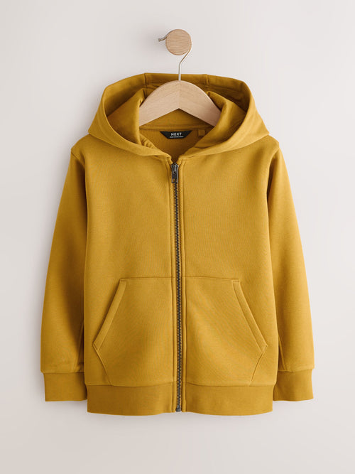 Ochre Yellow Regular Fit Zip Through Hoodie (3-16yrs)