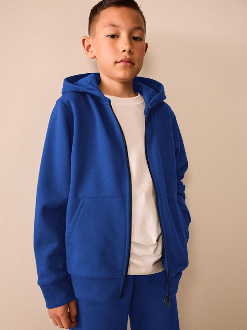 Cobalt Blue Regular Fit Zip Through Hoodie (3-16yrs)