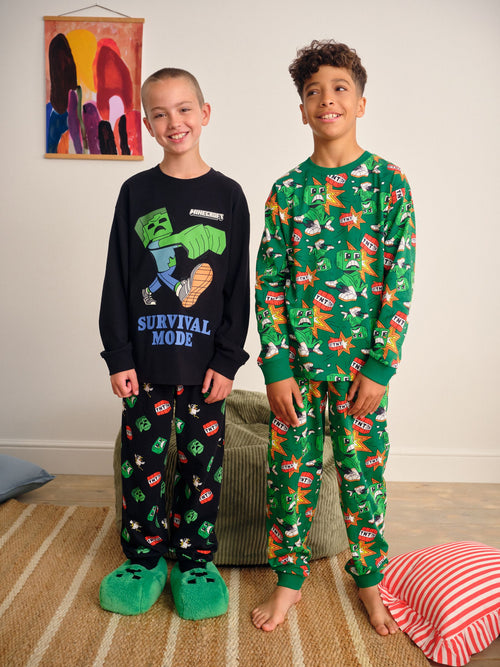 Green/Black Minecraft Jogger Pyjamas Set 2 Pack (5-16yrs)