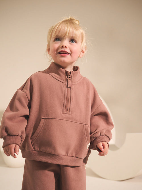 Mocha Brown Quarter Zip Sweatshirt (3mths-7yrs)