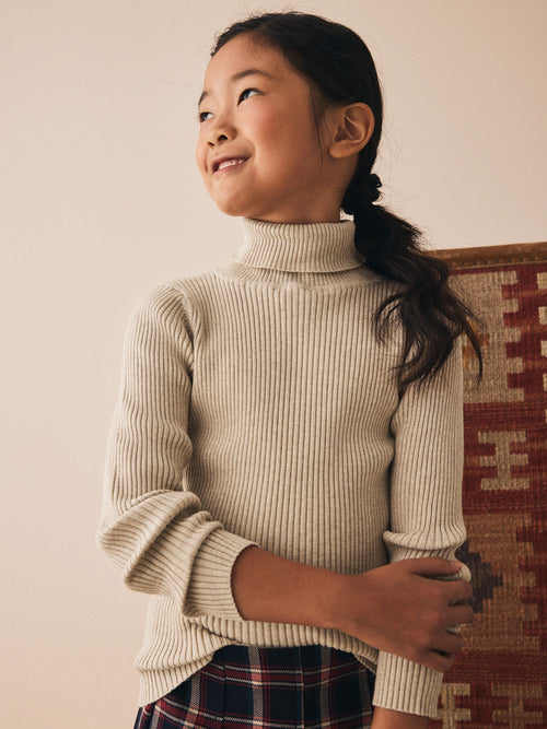 Oatmeal Roll Neck Knit Jumper (3-16yrs)