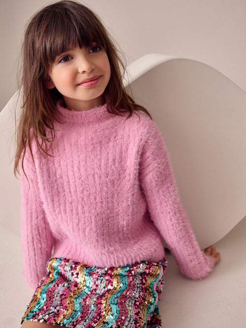 Pink Fluffy Jumper (3-16yrs)