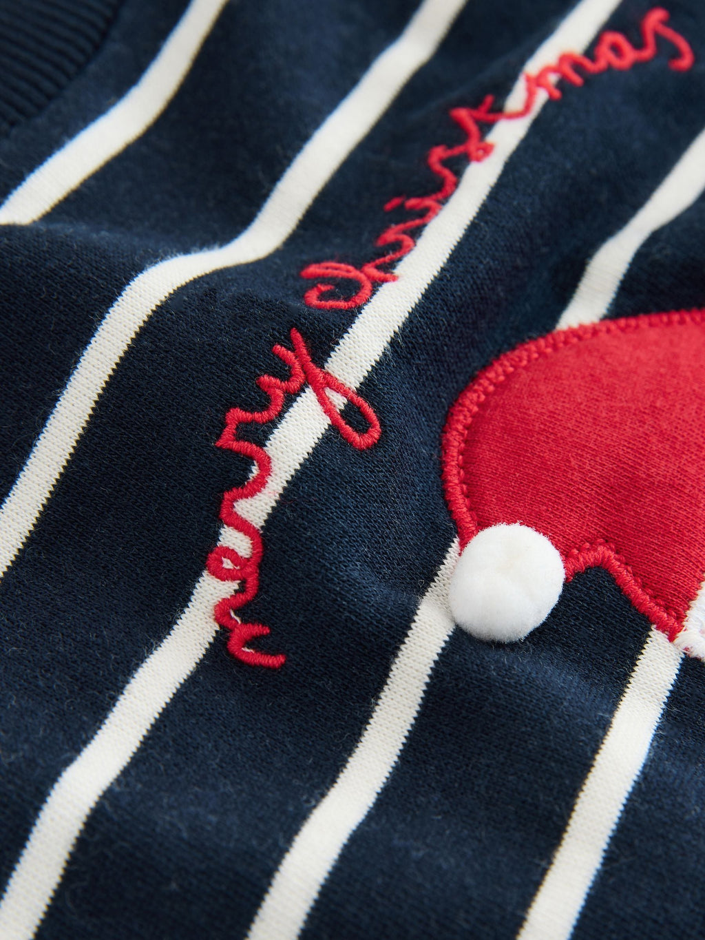 Navy Blue/Ecru Stripe Christmas Crew Neck Jersey Sweatshirt (3mths-7yrs)