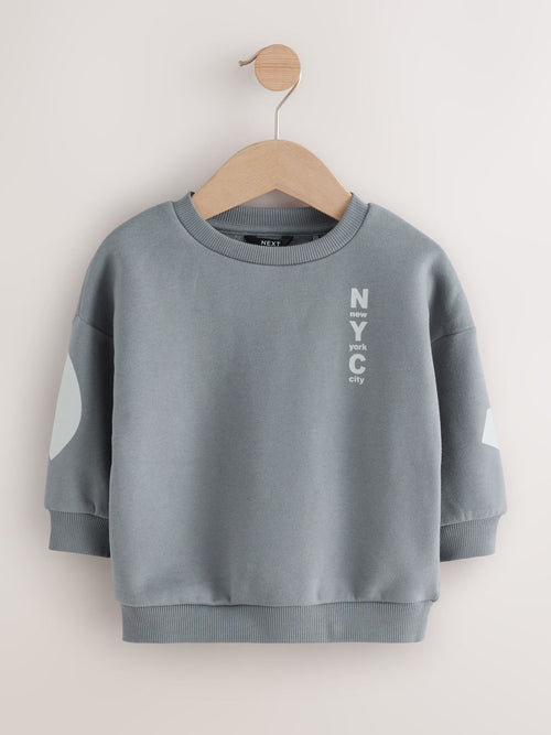 Grey Back Printed Crew Neck Jersey Sweatshirt (3mths-7yrs)