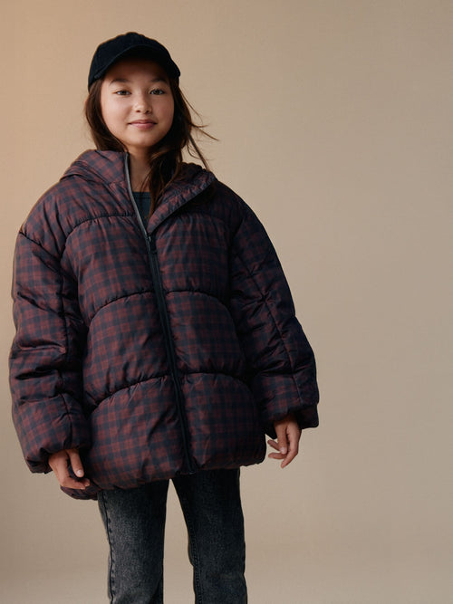Red/Black Shower Resistant Check Padded Coat (3-16yrs)