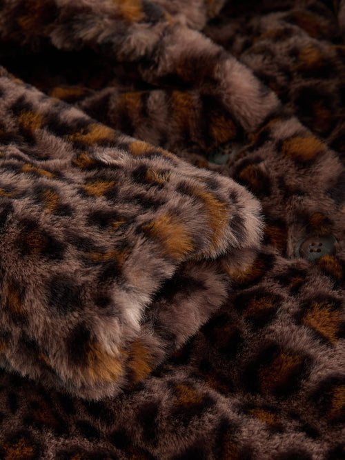 Animal Print Faux Fur Longer Length Coat (3-16yrs)