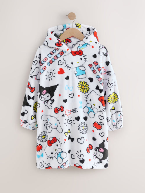 White Hello Kitty Fleece Cropped Hooded Blanket Hoodie (3-16yrs)