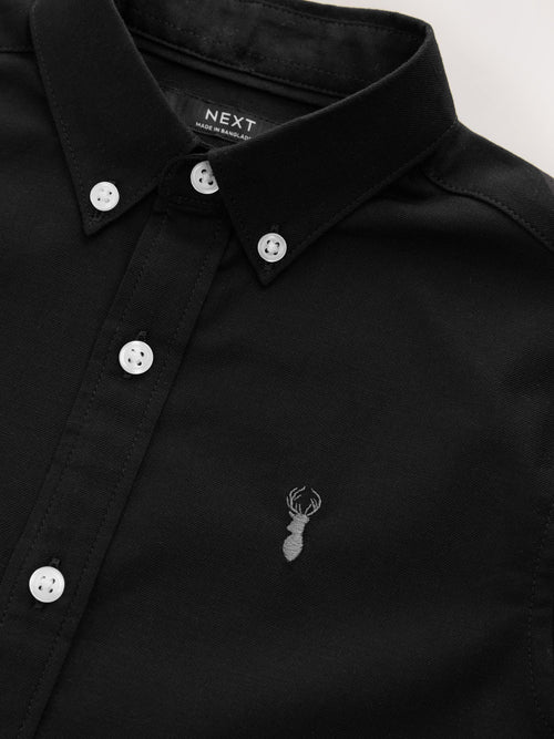 Black Logo Short Sleeve Cotton Rich Oxford Shirt (3-16yrs)