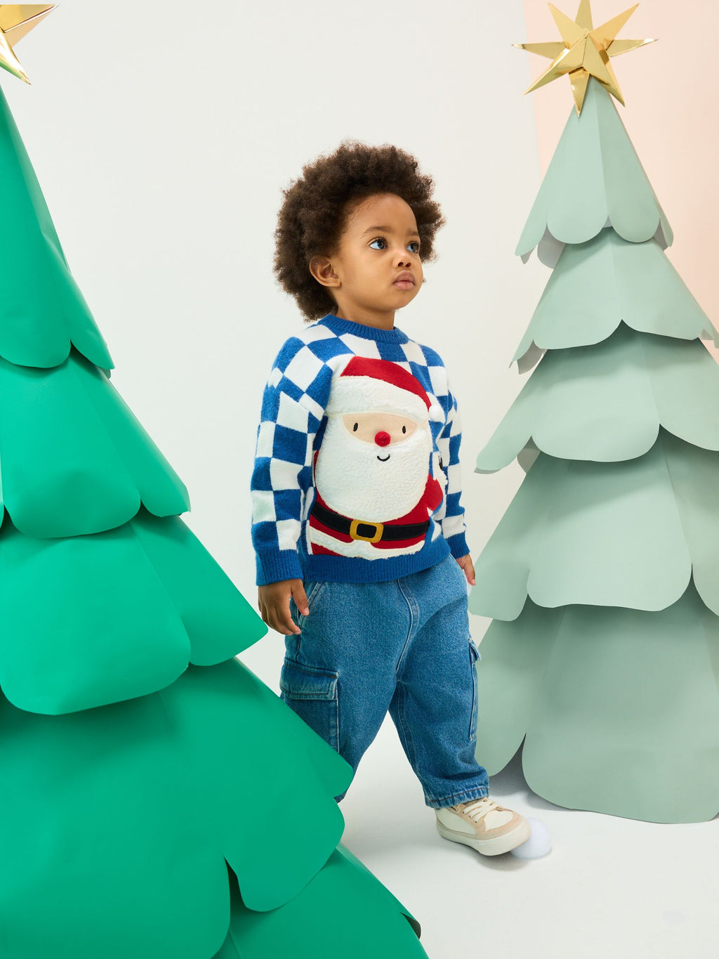 Cobalt Blue Santa Knitted Christmas Jumper (3mths-7yrs)