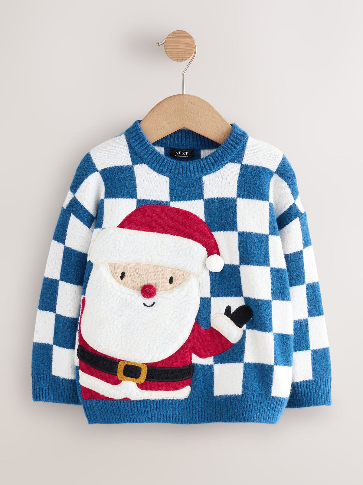 Cobalt Blue Santa Knitted Christmas Jumper (3mths-7yrs)