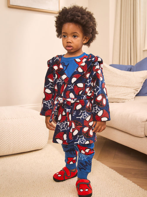 Navy Spiderman Fleece Robe (12mths-10yrs)