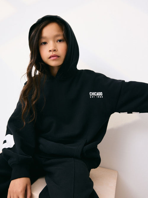Black Slogan Hoodie (3-16yrs)
