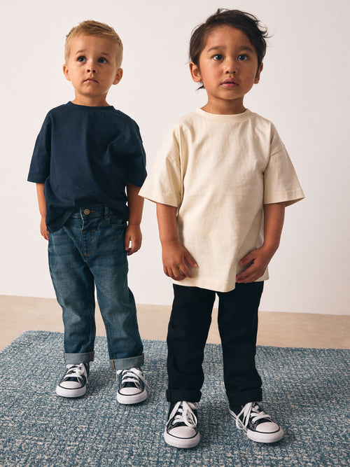 Mid Blue/Black Denim Regular Fit 2 Pack Regular Fit Comfort Stretch Jeans (3mths-7yrs)
