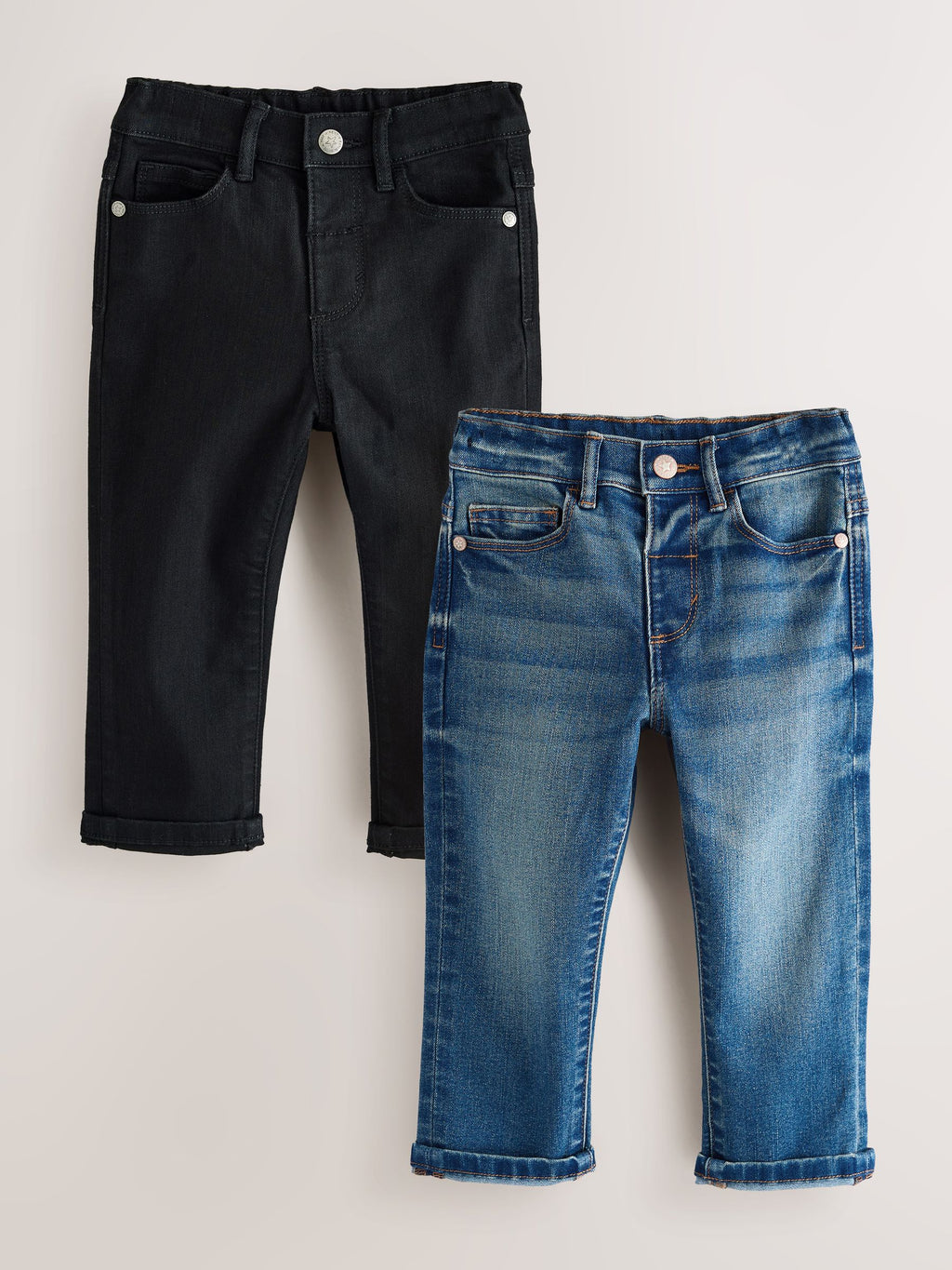 Mid Blue/Black Denim Regular Fit 2 Pack Regular Fit Comfort Stretch Jeans (3mths-7yrs)