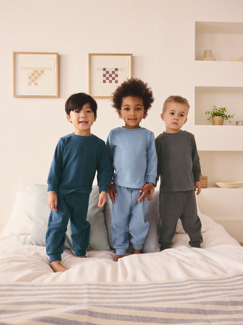 Blue/Navy/Grey Cosy Pyjamas 3 Pack (9mths-12yrs)