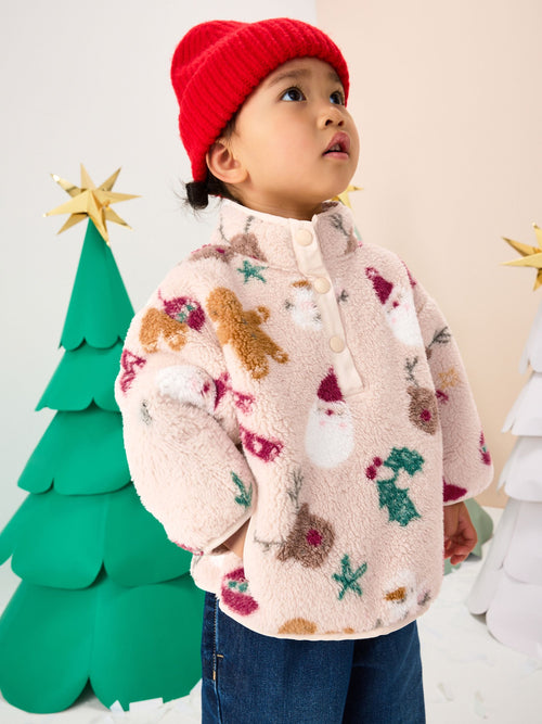 Neutral Half Popper Fleece (3mths-7yrs)