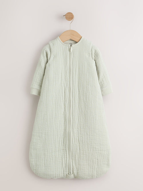 Green 2.5 TOG Removable Sleeve Muslin Baby Sleep Bag