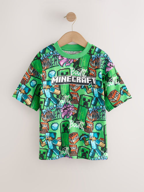 Green All Over Print Single Minecraft T-Shirt (3-16yrs)