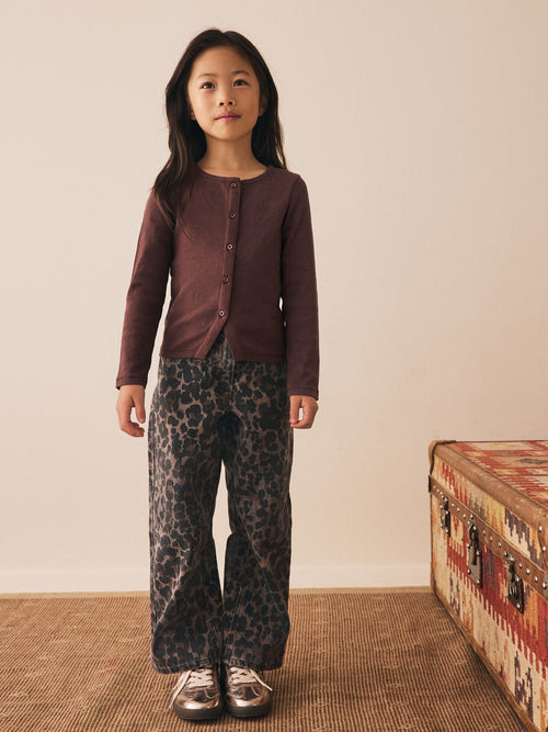Chocolate Brown Long Sleeve Ribbed Cardigan (3-16yrs)