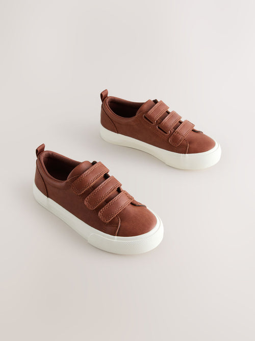 Tan Brown Wide Fit (G) Touch Fastening Smart Trainers
