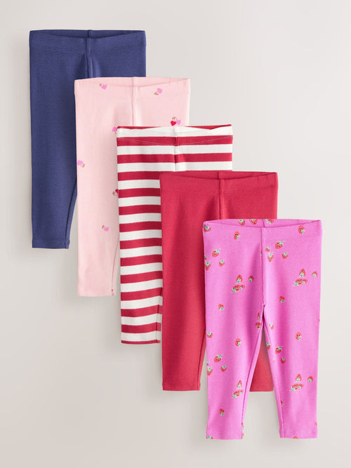 Pink Berry Ribbed Leggings 5 Pack (3mths-7yrs)
