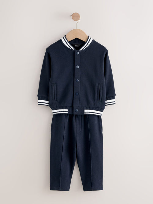 Navy Blue Jersey Letterman Jacket and Trousers Set (3mths-7yrs)