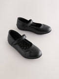 Black Leather Wide Fit (G) Mary Jane School Shoes