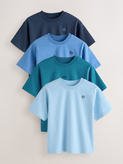 Blue Short Sleeve Logo Chest Graphic T-Shirts 4 Pack (3-16yrs)