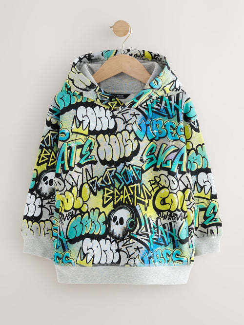 Blue Graffiti Older Graphic Print Hoodie (3-16yrs)