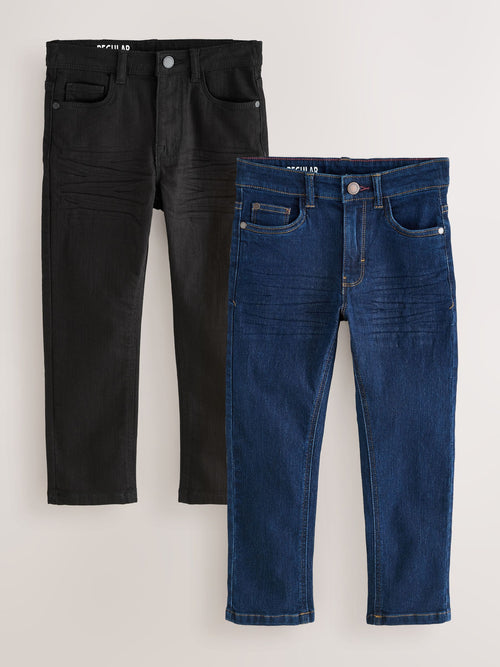 Dark Blue/ Black Denim Regular Fit Regular Length Stretch Jeans 2 Pack (3-17yrs)