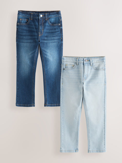 Denim Dark Blue/Bleach Regular Fit Regular Length Stretch Jeans 2 Pack (3-17yrs)