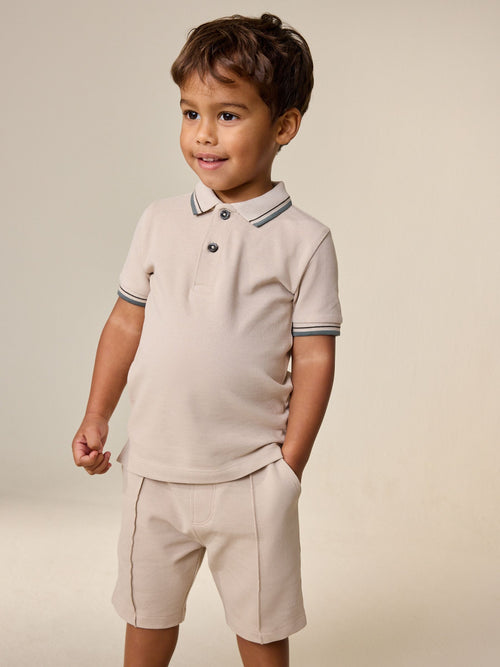 Neutral Short Sleeve Polo Shirt and Shorts Set (3mths-7yrs)