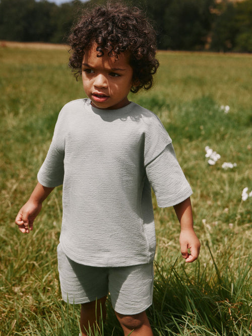 Sage Green Textured Short Sleeve T-Shirt and Shorts Set (3mths-7yrs)