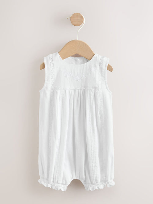 White Lace Woven Baby Romper (0mths-2yrs)