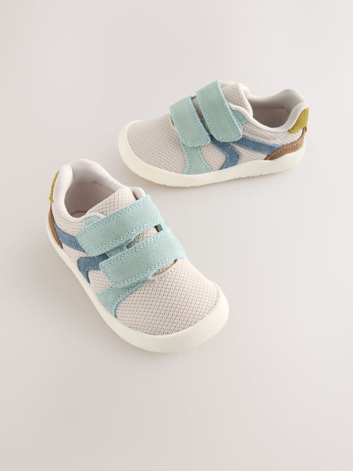 Blue/Green Barefoot Leather Touch Fastening Trainers