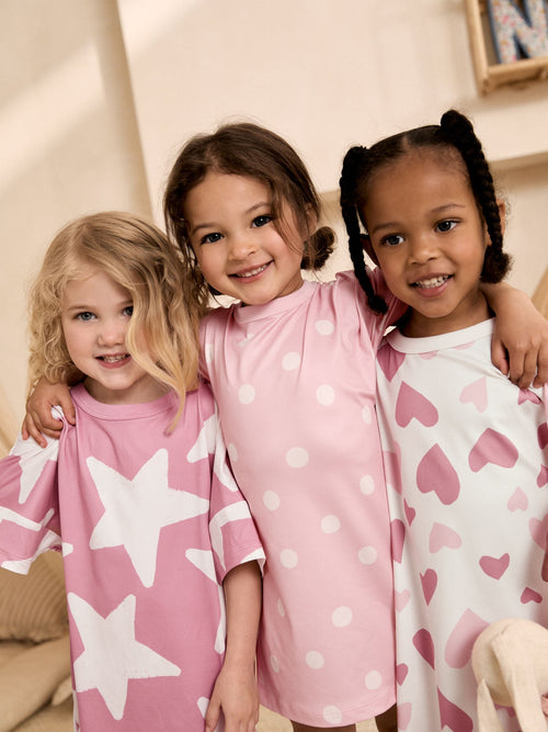 Pink Pink/Ecru Nighties 3 Pack (2-12yrs)