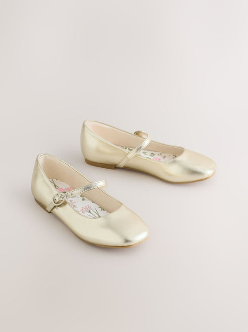 Gold Leather Standard Fit (F) Mary Jane Shoes
