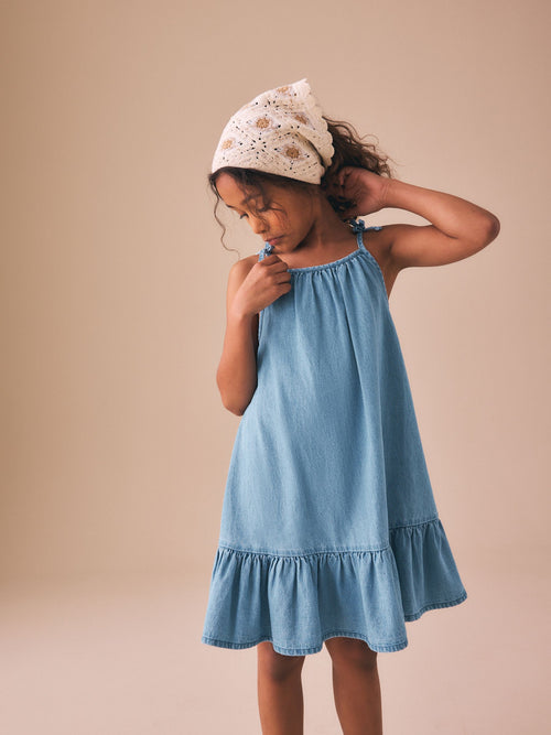 Blue Denim Angel Sleeve Dress (3-16yrs)