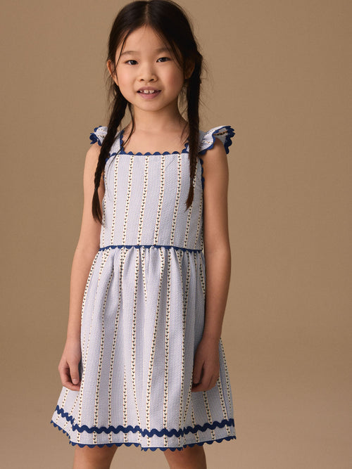Blue/White Stripe Ruffle Dress (3-16yrs)