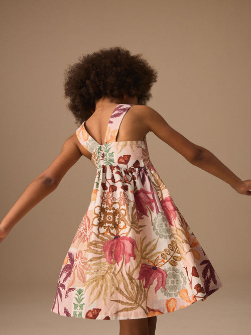 Chocolate Brown Linen Summer Dress (3-16yrs)