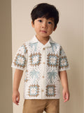 White Palms Crochet Knitted Short Sleeve Shirt (12mths-10yrs)