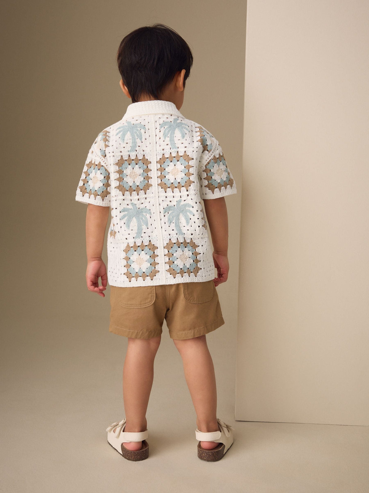 White Palms Crochet Knitted Short Sleeve Shirt (12mths-10yrs)