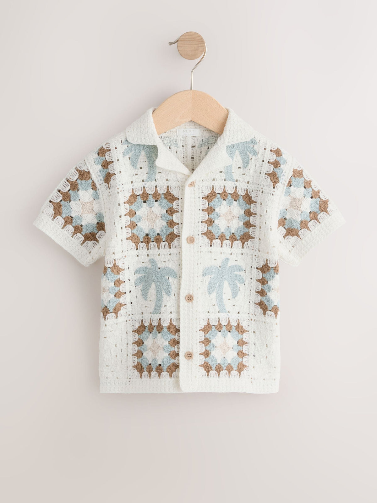 White Palms Crochet Knitted Short Sleeve Shirt (12mths-10yrs)