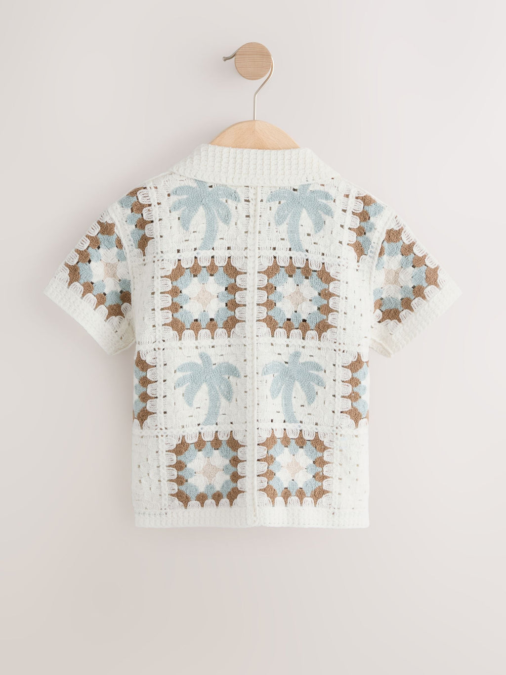 White Palms Crochet Knitted Short Sleeve Shirt (12mths-10yrs)