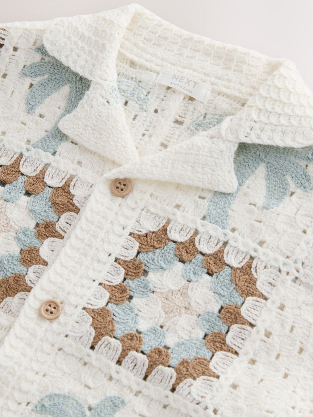 White Palms Crochet Knitted Short Sleeve Shirt (12mths-10yrs)