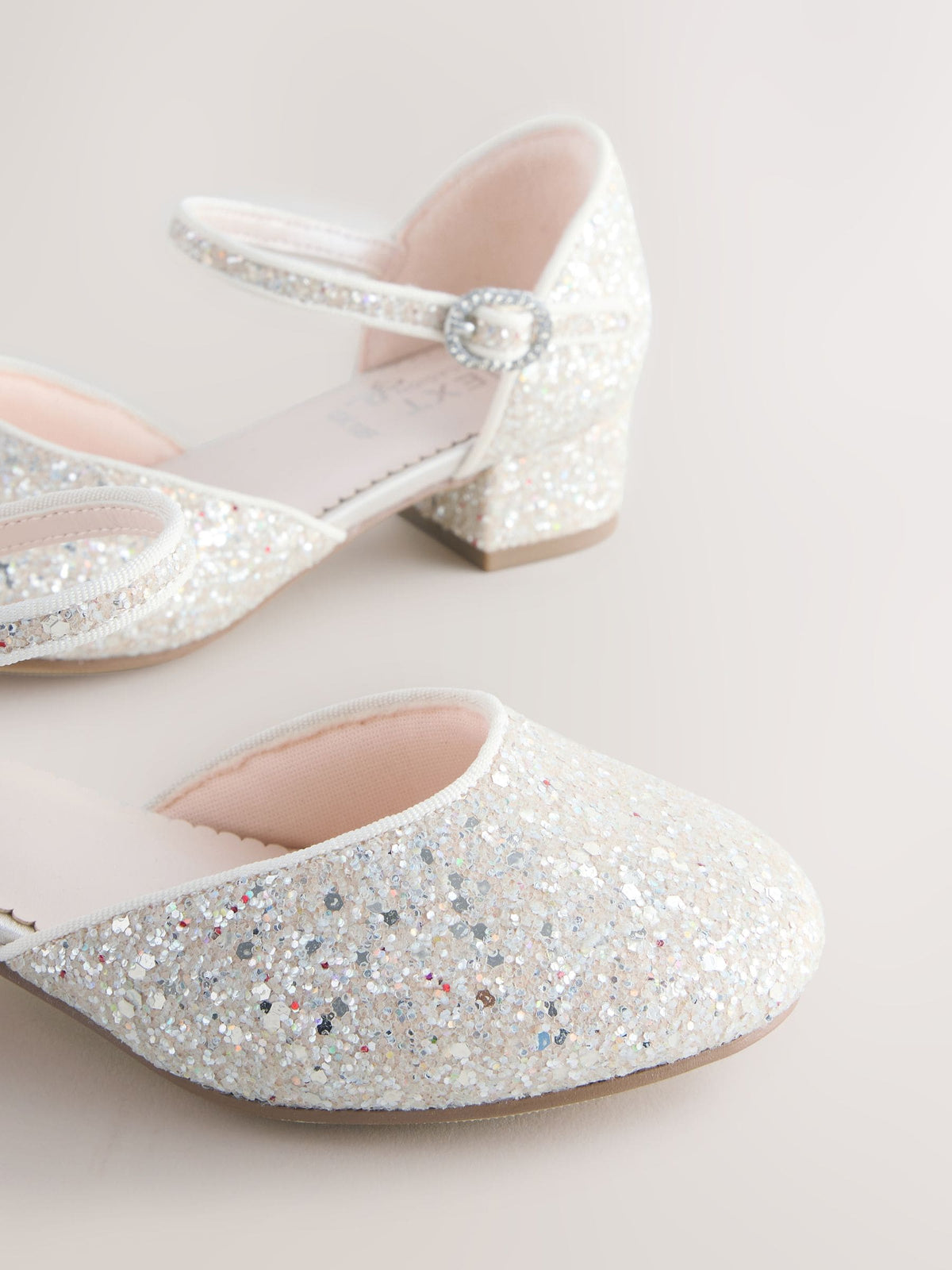 Ivory Glitter Standard Fit (F) Two Part Heeled Shoes